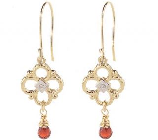 Mauri Pioppo Garnet and Diamond Accent Drop Earrings 14K Gold