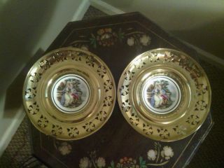 Antique Vintage Regency English Bone China porcelain Wall plates