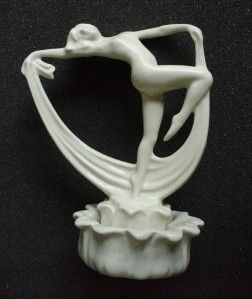 Cowan Vintage Art Pottery Flower Frog Figurine Dancing Girl with Scarf