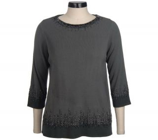 Victor Costa Occasion Cracked Ice Beaded Tunic Sweater —