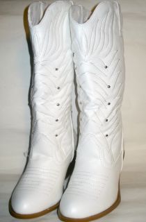 New Women Moda White Distressed Western Cowboy Boot
