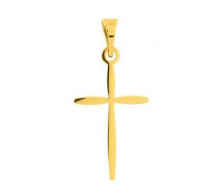 Petite Polished Cross Pendant, 14K Yellow Gold —