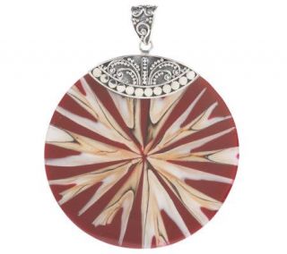 Artisan Crafted Sterling Red Mosaic Inlay Pendant —