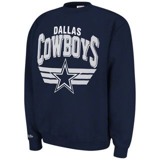 Dallas Cowboys Navy Mitchell Ness Stadium Crew Sweatshirt
