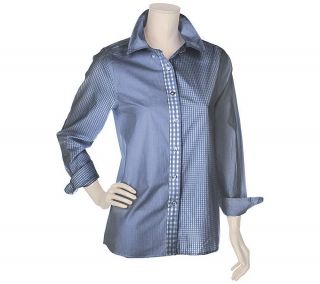 Perfect by Carson Kressley Gingham Color Block Shirt —
