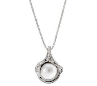 Hagit Gorali Sterling Bloom Cultured Pearl SculptedPendant with 18 