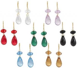 Set of 7 Faceted Teardrop Lever Back Earrings —