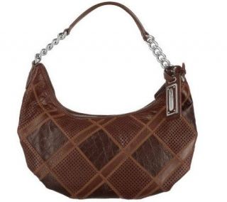 Makowsky Croco Embossed and Perforated Glove Leather Hobo Bag
