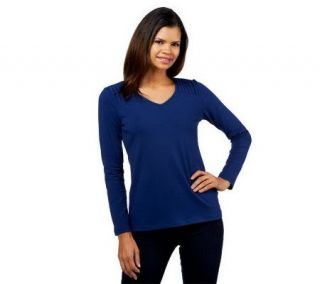 Liz Claiborne New York Long Sleeve T Shirt with Knot Detail — 