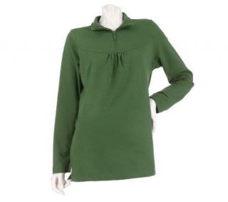 Sport Savvy French Terry Mock Neck Pullover with Shirring Detail
