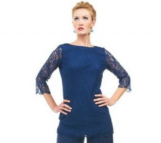 Joan Rivers Lace Tunic with 3/4 Bell Sleeves —