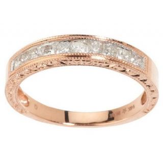 AffinityDiamond 1/2 ct tw Princess Cut Engraved Band Ring, 14K Gold 