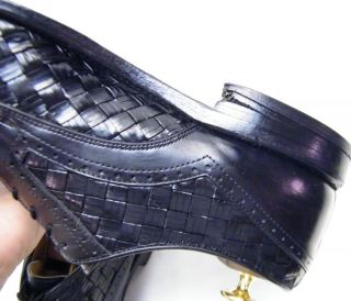Mens Allen Edmonds Crandon Black Woven Leather Oxford Dress Shoes Sz 9