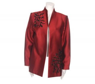 Victor Costa Occasion Embroidered Silk Jacket —
