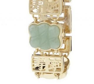 As IsAria Gol dtone Jade & Ch inese Symbol Br acelet Watch —