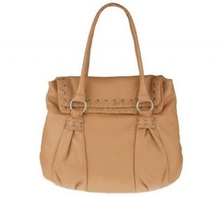 Fiore by Isabella Fiore Leather Tote w/ Gathered Woven Trim Detail