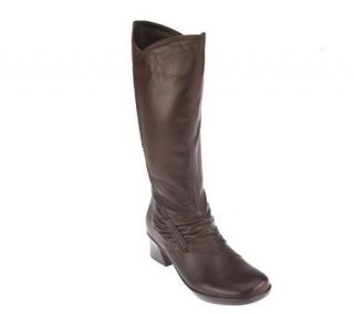 Earth Tilia Leather Tall Shaft Boots with Ruching —