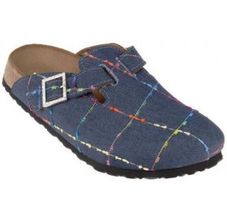 Papillio Jeweled Buckle Fabric Clogs —