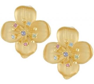 Joan Rivers Pastel Crystal Flower Earrings —