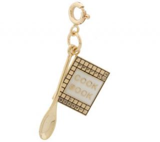 Cook Book and Wooden Spoon Charm 14K Gold —