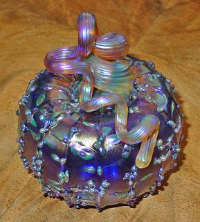 Opal Art Glass Hand Blown Cobalt Blue Cinderella Pumpkin