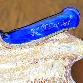 Signed Opal Art Glass Cobalt Blue Seashell Sculpture