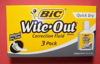 Bic Wite.Out Correction Fluid 3 pk/ .7 oz ea Quick Dry
