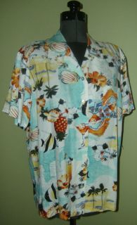Crazy Horse Tropical Vacation Print Liz Claiborne Camp Shirt Skirt Set