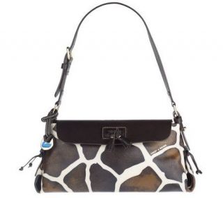 Dooney & Bourke Giraffe Leather Flap Tassel Bag —