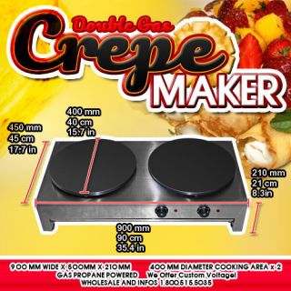  Steel Double Gas Powered Crepe Maker Hotplate Pancake Machine