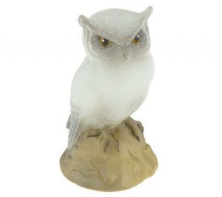 Fenton Art Glass White Opal Satin Owl Figurine —