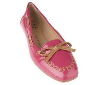 Isaac Mizrahi Live Patent Leather Moccasins with Bow Detail