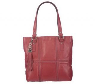 Tignanello Glove Leather Zip Top Patchwork Tote Bag —