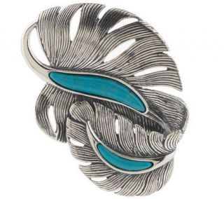 Carolyn Pollack Sterling Spirit Feather Turquoise Pin —