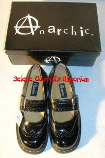 Anarchic Black Patent Wingtip Mary Jane Shoes 6 New