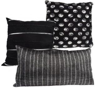 Set of 3 Room Makeover Black/Silver Decorative Accent Pillows