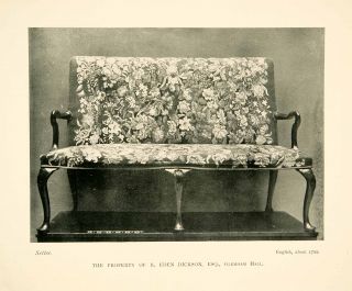 1906 Print Settee Couch Sofa Tapestry Floral Design 1700 R Eden