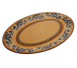 LidiaBastianich Hand Painted 18 x 13 Oval Stoneware Serving Platter 