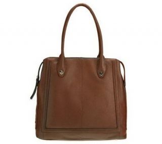 Makowsky Glove Leather ZipTop Magazine Tote with Rounded Handles