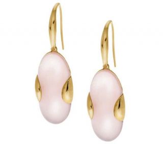 Tito Pedrini Two Elongated Gemstone Dangle Earrings 14K Gold