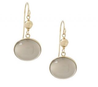 Oval Colors of Moonstone Dangle Earrings 14K Gold —