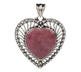 Artisan Crafted Sterling Rhodonite Heart Pendant —