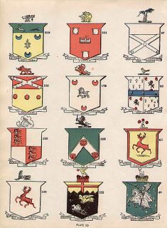 24 SURNAMES Ireland Coats of Arms 100 Year Old Antique