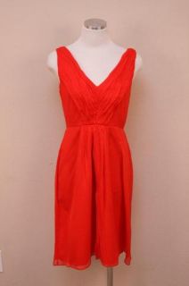 new j crew silk chiffon louisa dress color vivid poppy size 2 retail $