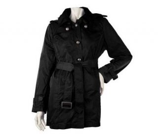 Joan Rivers Water Resistant Military Style Trench Coat   A221978