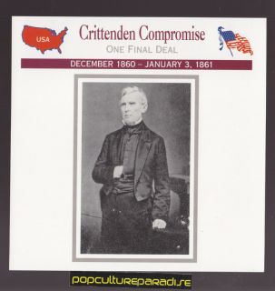 John J Crittenden Compromise to Avoid War U s Civil War Card