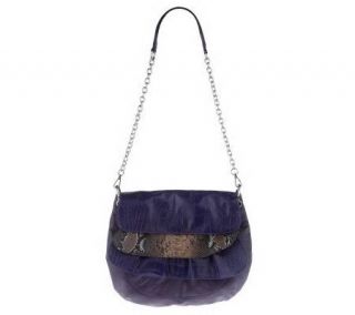 LOGO by Lori Goldstein Faux Leather Multi Flap Handbag —