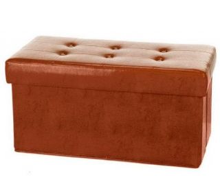 Faux Leather Tufted Collapsible Bench w/Tray by Valerie —