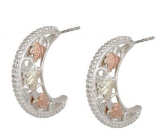 Black Hills Demi Hoop Grape Leaf Earrings, Sterling/12K —