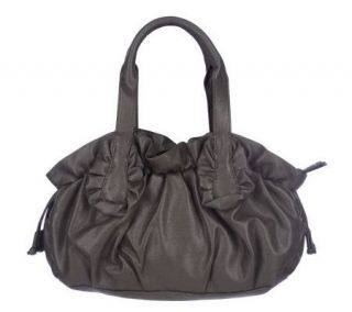 LOGO by Lori Goldstein Double Handle Scrunch Detail Handbag — 